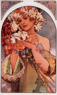  Alphons Lienzo - Flor litografía de 1897 Art Nouveau checo distinta de Alphonse Mucha